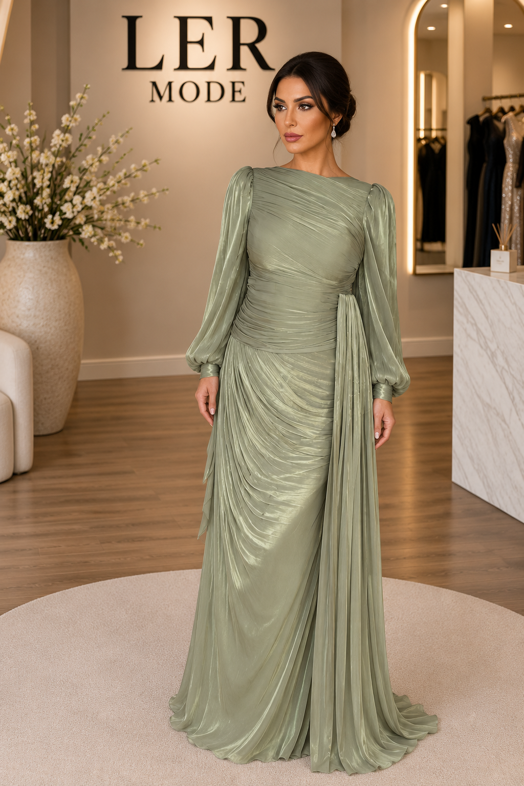 Olive Drape Elegance