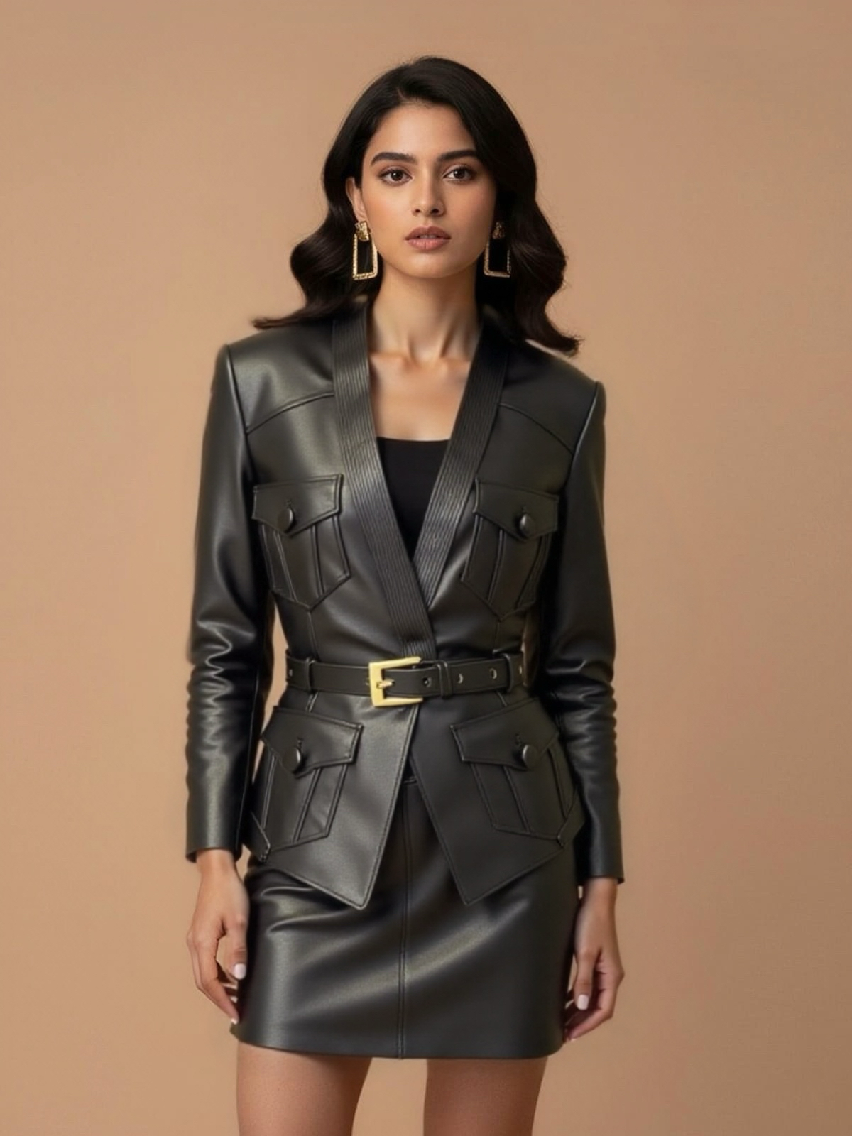 Élise Noir Belted Jacket