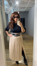 Beige Luxe Flow Skirt