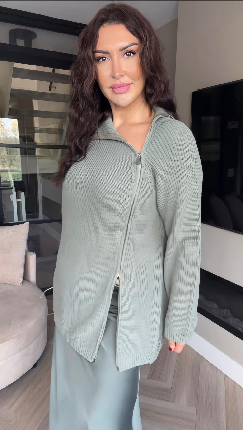 Green Zip Sweater