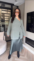 Satin Sage Skirt