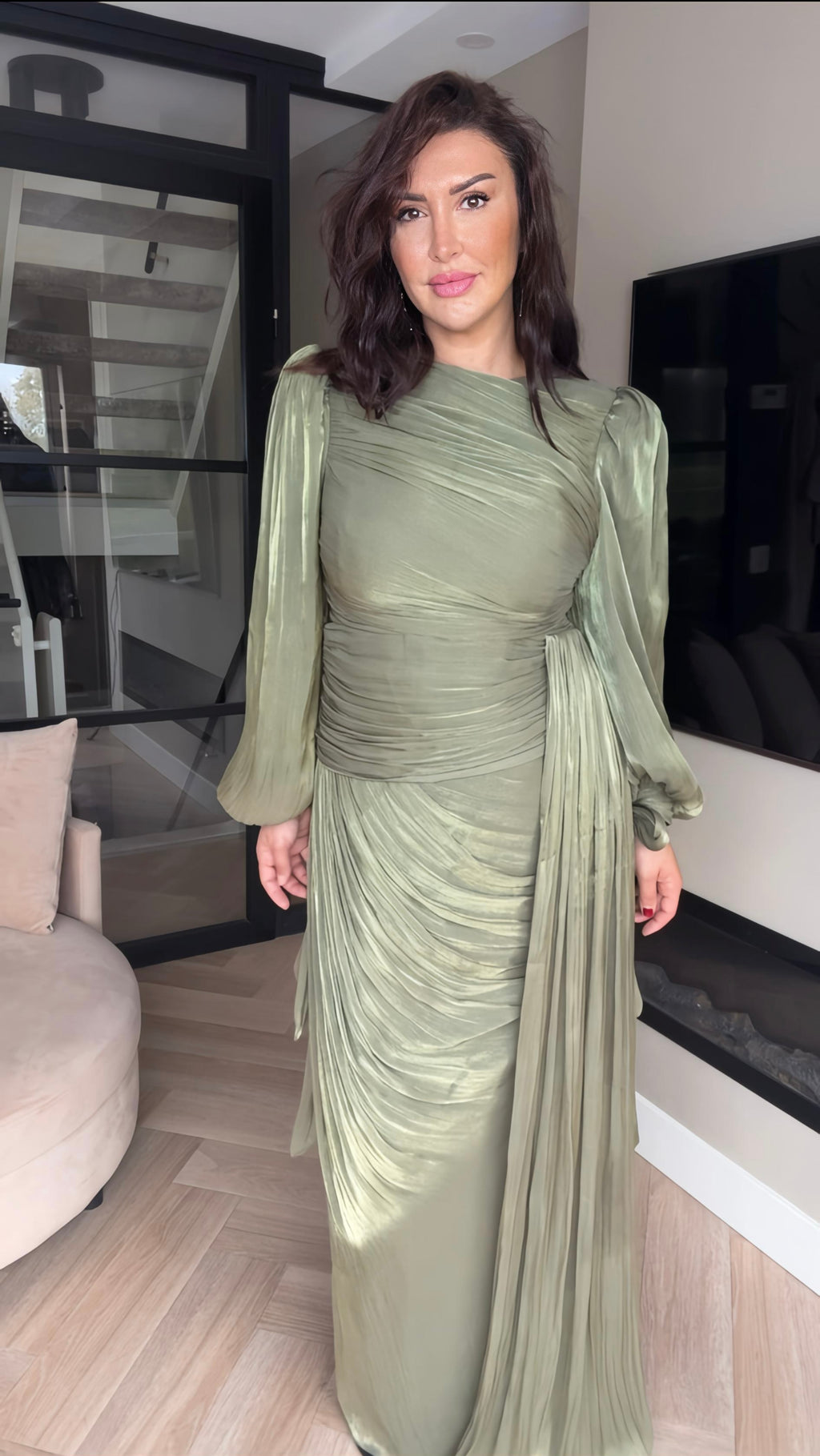 Olive Drape Elegance