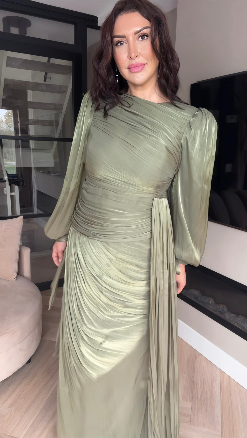 Olive Drape Elegance