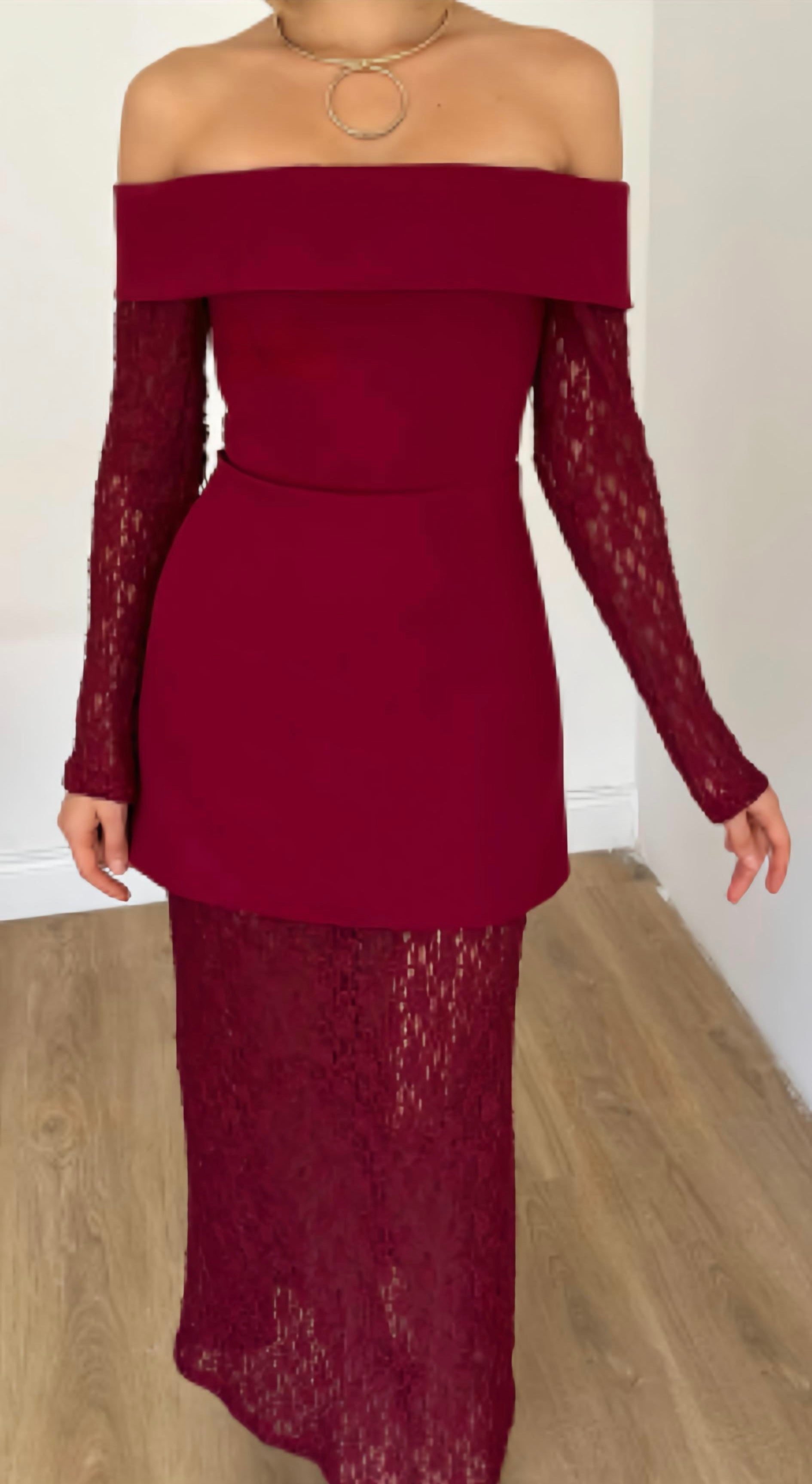 Bordeaux kanten Jurk