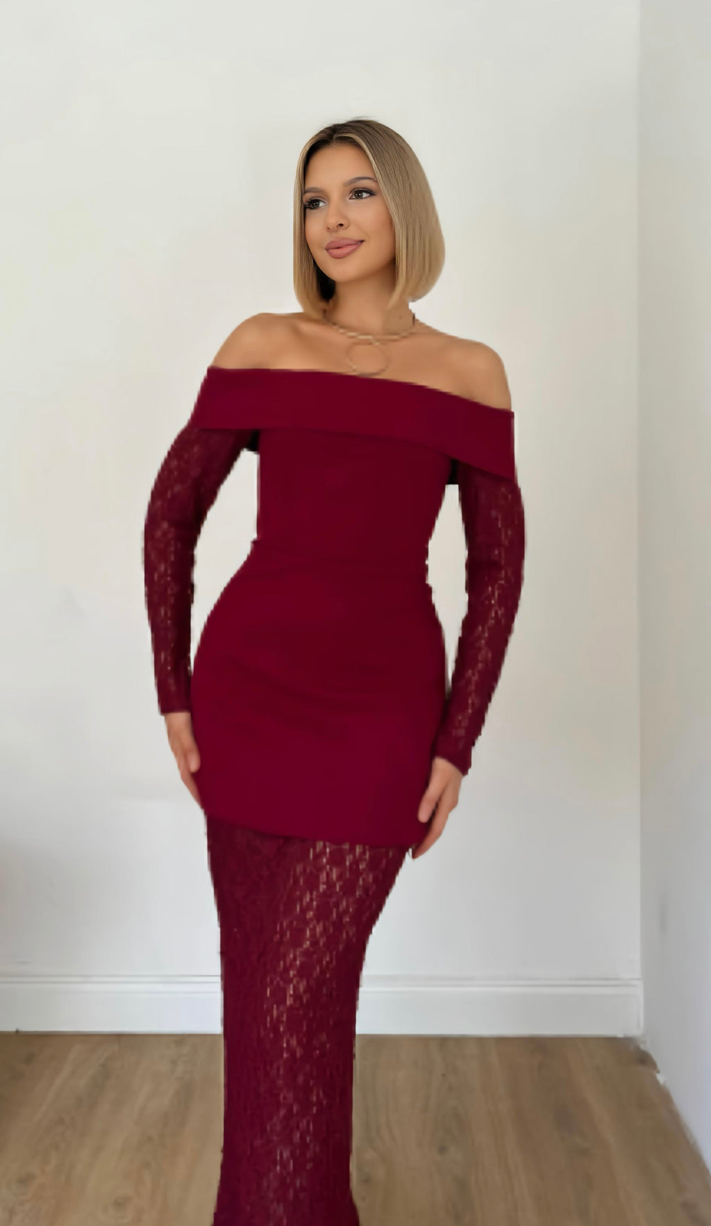 Bordeaux kanten Jurk