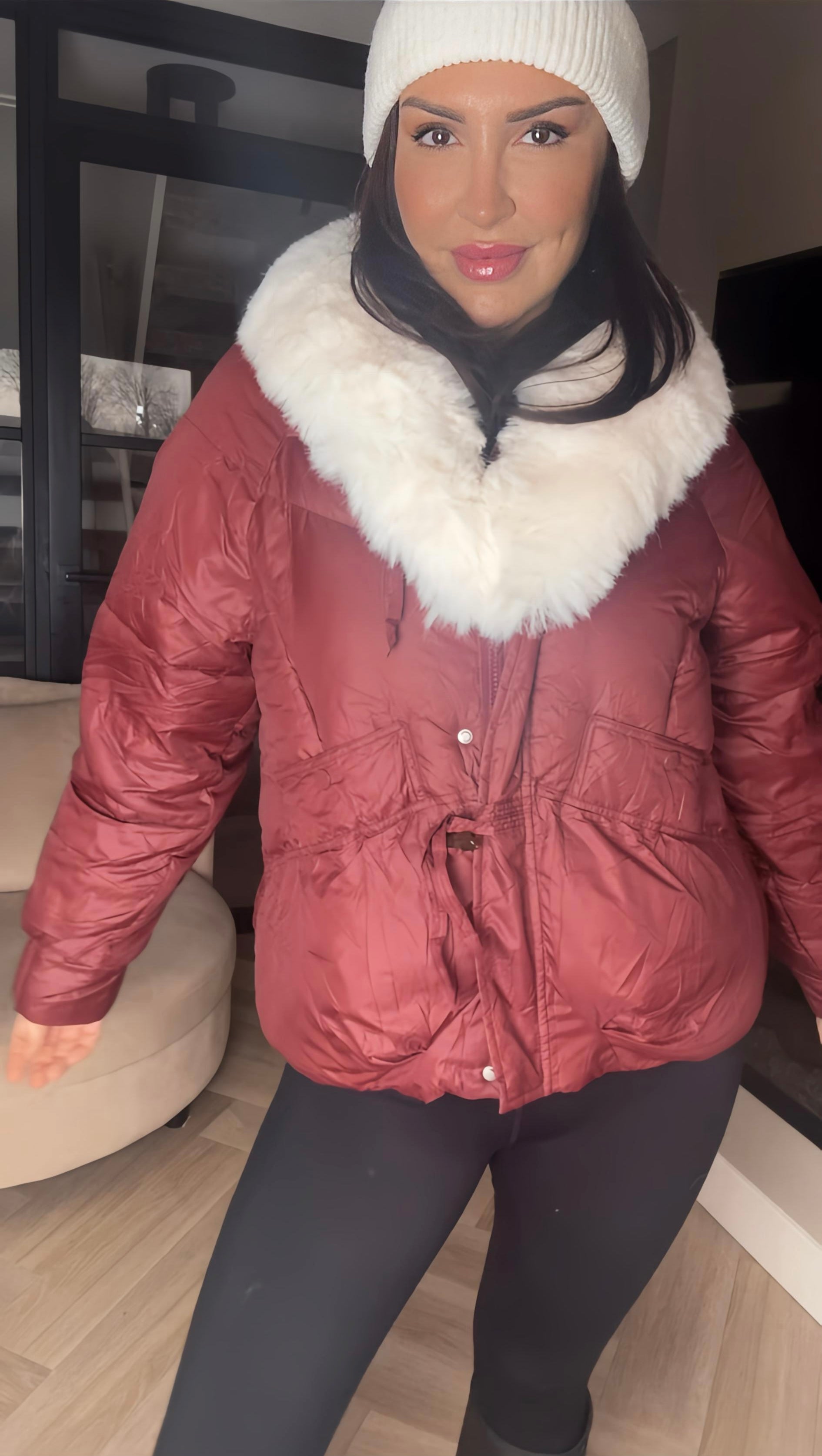 Bordeaux Snow Luxe Puffer Jacket