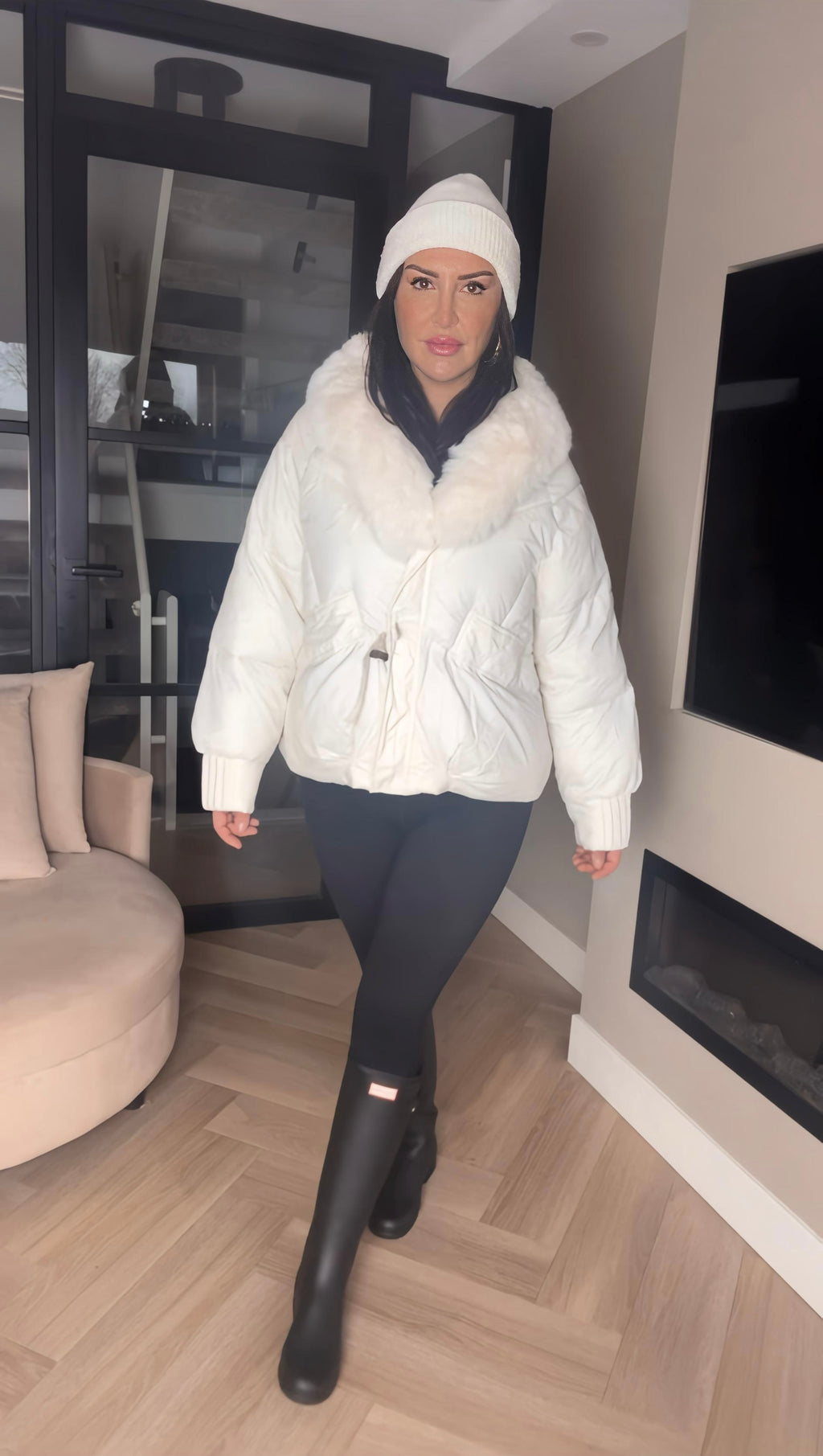Ivory Snow Luxe Fur Puffer